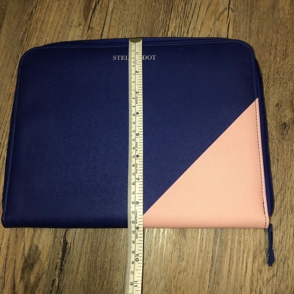 STELLA & Dot Pink & Blue Zip Up Book Travel Jewellery Jewelry Case 9” x 11” - Picture 5 of 6